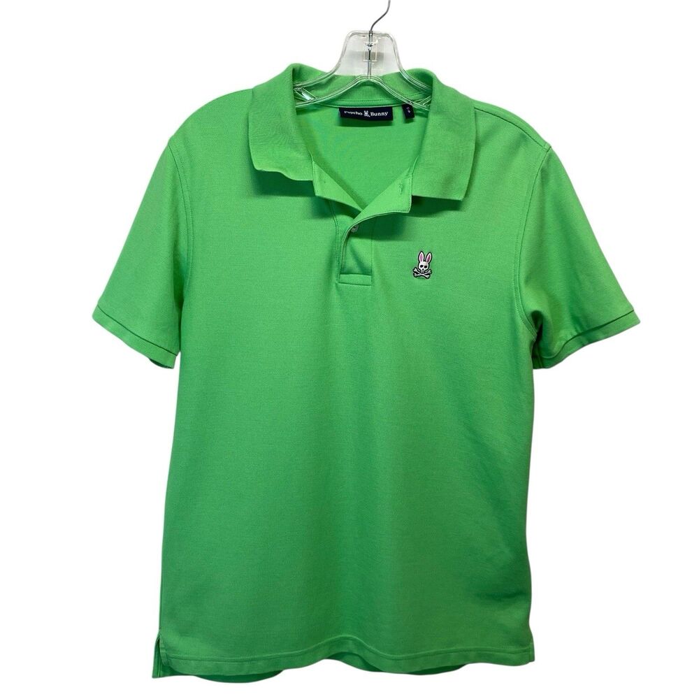 Psycho Bunny Pique Polo Shirt Men's Size S P 100% Pima Cotton Green Minimalist